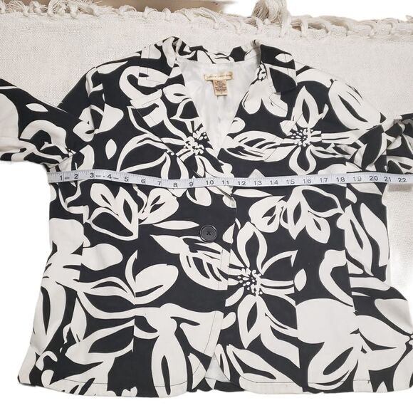 Patricr Christopher White Black Floral One Button Jacket Sz 14 - Picture 7 of 14